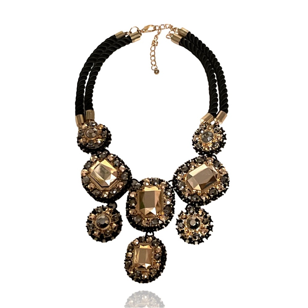 ❌SOLD❌Rope Necklace Distressed Painted Ombré Rhinestone An